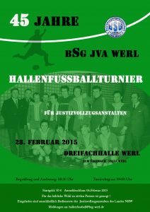 Plakat des Jubiläumshallenfussballturniers der BSG JVA Werl im Jahre 2015